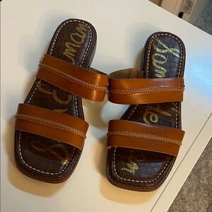 Sam Edelman Brown Leather Slide Sandals